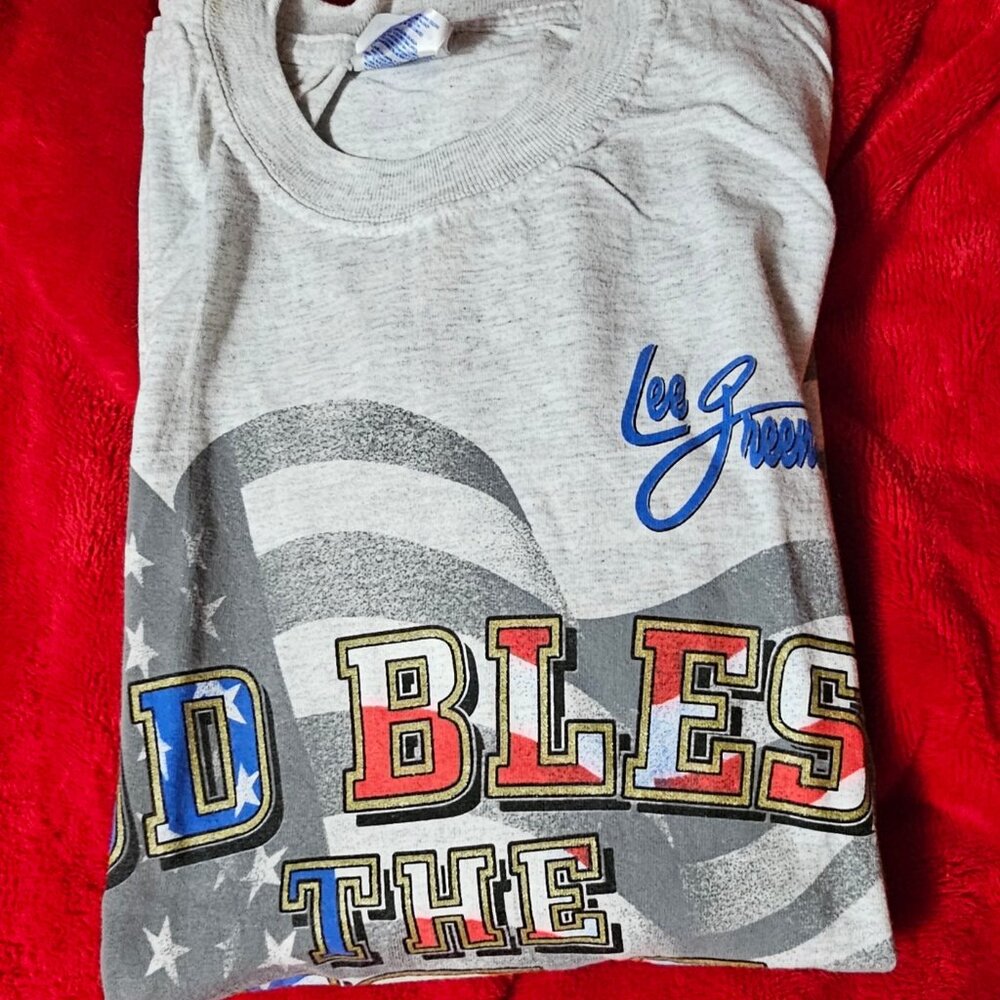 Vintage 90s Lee Greenwood God Bless The USA T-Shirt Size L Preowned Condition
